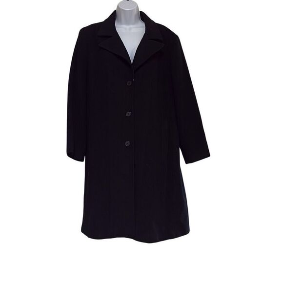Marvin Richards 1X Vintage Black 100% Wool 3 Button Midi Coat Overcoat Classic - Picture 1 of 7